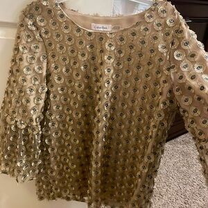 Gold and blue blouse